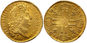 France. Louis d'or au soleil, 1711-L (Bayonne). PCGS AU