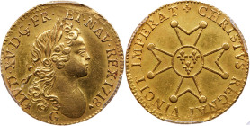 France. Louis XV (1715-1774). Gold Louis d' or a la croix de Malte, 1718-G. PCGS AU