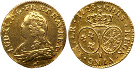France. Louis d'or aux lunettes, 1728-Y (Bourges). PCGS XF