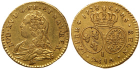 France. ½ Louis d'or aux lunettes, 1728-I (Limoges). PCGS AU