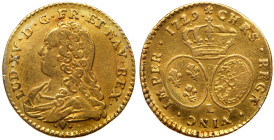 France. ½ Louis d'or aux lunettes, 1729-L (Bayonne). PCGS XF