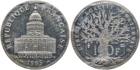 France. 1985 100 F Panthéon Pure Platinum 2 ozt. Piëfort. Gem Proof. PF