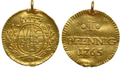 German States: Saxony. Gold strike from the Pfennig, 1765. XF