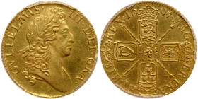 Great Britain. Guinea, 1697. PCGS UNC