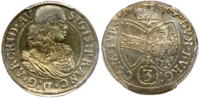 Austria. 3 Kreuzer (Groschen), 1664 (Hall). PCGS MS63