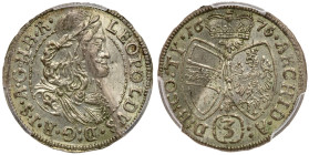 Austria. 3 Kreuzer, 1676 (Hall). PCGS AU