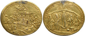 Austria. Oval gilt bronze cast medal, 1686. VF