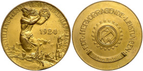 Bohemia. Gilt Bronze Medal, 1924. XF