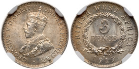 British West Africa. 3 Pence, 1919-H. NGC MS65