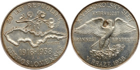Czechoslovakia. Silver Medal, 1938. PCGS MS65
