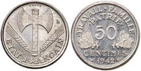 France. Essai Piedfort 50 Centimes, 1942. BU