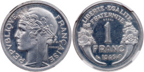 France. Essai Piedfort 1 Franc, 1946. NGC MS63
