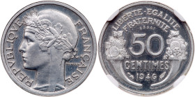 France. Essai Piedfort 50 Centimes, 1946. NGC MS65