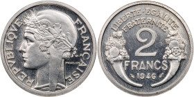 France. Essai 2 Franc Piedfort, 1946. BU