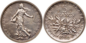 France. Piedfort 5 Francs, 1960. UNC