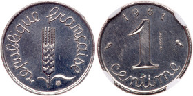 France. Essai Piedfort 1 Centime, 1961. NGC MS67
