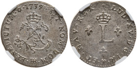 French Colonies. Sou Marque, (Double Sol), 1739-BB. NGC UNC