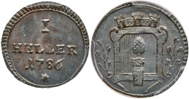 German States: Augsburg. Silvered Copper Heller, 1786. PCGS MS62