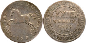 German States: Brunswick-Lüneburg. 24 Mariengroschen (2/3 Taler), 1691. PCGS EF40