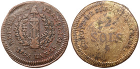 German States: Mainz. 2 Sol, L'AN 2, 1793. PCGS VF