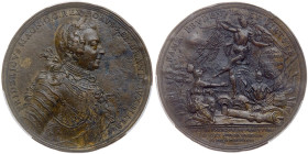 German States: Prussia. Brass Medal, 1757. PCGS AU
