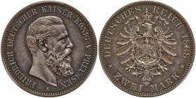 German States: Prussia. 2 Marks, 1888-A. PCGS AU58