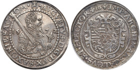 German States: Saxony. 1/2 Taler, 1572. NGC EF45
