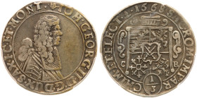 German States: Saxony. 1/3 Taler, 1668-CR. PCGS EF40