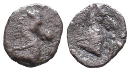 Southern Apulia, Tarentum, c. 325-280 BC. AR 3/4 Obol (8mm, 0.49g). Horse's head r. R/ Horse's head r. HNItaly 981. Good Fine