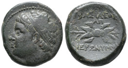 Sicily, Syracuse. Hieronymous (215-214 BC). Æ (22mm, 9.77g). Diademed head l. R/ Winged thunderbolt; AΠ above. CNS II, 204; HGC 2, 1569. Near VF