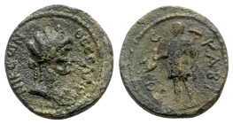 Macedon, Thessalonica. Pseudo-autonomous issue, c. 1st-2nd century AD. Æ (23mm, 8.73g, 12h). Turreted and draped bust of the City goddess r. R/ Kabeir...