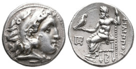 Kings of Macedon, Philip III Arrhidaios (323-317 BC). AR Drachm (18mm, 4.14g). In the types of Alexander III. Kolophon, c. 322-319 BC. Head of Herakle...
