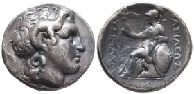 Kings of Thrace, Lysimachos (305-281 BC). AR Tetradrachm (27mm, 15.10g). Uncertain mint. Diademed head of the deified Alexander r., with horn of Ammon...