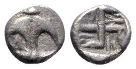 Thrace, Apollonia Pontika, late 5th-4th centuries BC. AR Hemiobol (5mm, 0.33g). Anchor; A to l. R/ Swastika within incuse. Cf. SNG BMC Black Sea 149. ...