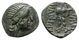 Thrace, Mesambria, c. 275/50-175 BC. Æ (17mm, 3.42g, 12h). Diademed female head r. R/ Athena Promachos l. Topalov, Messambria 16; SNG BM Black Sea 280...