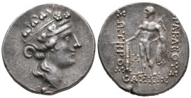 Islands of Trace, Thasos, c. 150-50 BC. AR Tetradrachm (26mm, 16.93g). Wreathed head of young Dionysos r. R/ Herakles standing l., holding club and li...