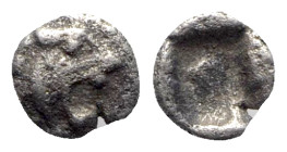 Asia Minor, Uncertain, 5th century BC. AR Tetartemorion (4mm, 0.15g). Head of roaring lion r. R/ Rough incuse square. Unpublished in the standard refe...