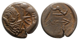 Cimmerian Bosporos, Pantikapaion, c. 304/3-250 BC. Æ (20mm, 6.74g, 12h). Wreathed head of Pan l.; c/m: star. R/ Bow and arrow. MacDonald 116; HGC 7, 1...