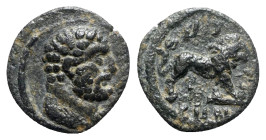 Mysia, Germe. Pseudo-autonomous issue, c. 2nd-3rd century AD. Æ (13mm, 1.04g, 12h) Bearded and bare head of Herakles r., with lion skin tied around ne...