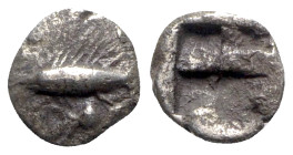 Mysia, Kyzikos, c. 500 BC. AR Hemiobol (7mm, 0.36g). Tunny l.; octopus(?) below. R/ Quadripartite incuse square. Cf. Von Fritze II 5. VF - Good VF