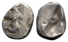 Achaemenid Kings of Persia, c. 485-420 BC. AR Siglos (16mm, 5.52g). Persian king or hero, wearing kidaris and kandys, quiver over shoulder, in kneelin...