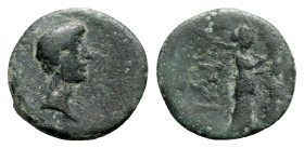 Augustus (27 BC-AD 14). Troas, Ilium. Æ (12mm, 2.28g, 12h). Bare head r. R/ Athena Ilias standing r.; monogram to r. Bellinger T112-3; RPC I 2305; SNG...