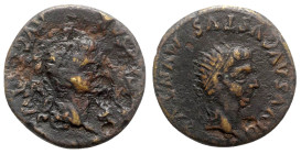 Tiberius with Divus Augustus (14-37). Spain, Turiaso. Æ As (28mm, 10.58g, 3h). Laureate head of Tiberius r. R/ Radiate head of Divus Augustus r. ACIP ...