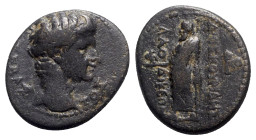 Tiberius (14-37). Phrygia, Laodicea ad Lycum. Æ (20.5mm, 4.68g, 11h). Dioskourides, magistrate. Bare head r. R/ Zeus Laodiceus standing l., holding ea...