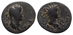 Claudius (41-54). Caria, Cidrama. Æ (20mm, 4.67g, 12h). Laureate head r. R/ Radiate and draped bust of Helios r. RPC I 2877. Near VF