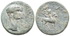 Claudius with Agrippina Junior (41-54). Lydia, Mostene. Æ (21mm, 5.44g). Pedanius, magistrate. Jugate draped busts of Claudius, laureate, and Agrippin...