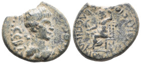 Nero (54-68). Phrygia, Sebaste. Æ (19mm, 4.86g). Julios Dionysios, magistrate. Bareheaded and draped bust r. R/ Zeus seated l. on throne, holding eagl...