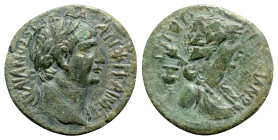 Trajan (98-117). Cilicia, Augusta. Æ (25.5mm, 8.75g, 12h), year 86 (AD 105/6). Laureate head r. R/ Draped bust of Dionysus r., hair wreathed with ivy,...