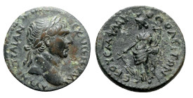 Trajan (98-117). Cilicia, Flaviopolis. Æ (22mm, 7.54g, 12h). Laureate head r. R/ Tyche standing l., holding rudder and cornucopiae. RPC III 3376; SNG ...