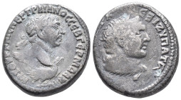 Trajan (98-117). Seleucis and Pieria, Antioch. AR Tetradrachm (24mm, 13.72g). Laureate head r.; below, club and eagle standing r. R/ Laureate bust of ...